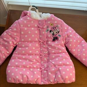 Disney Pink Polka Dot Minnie Mouse Puffer Jacket